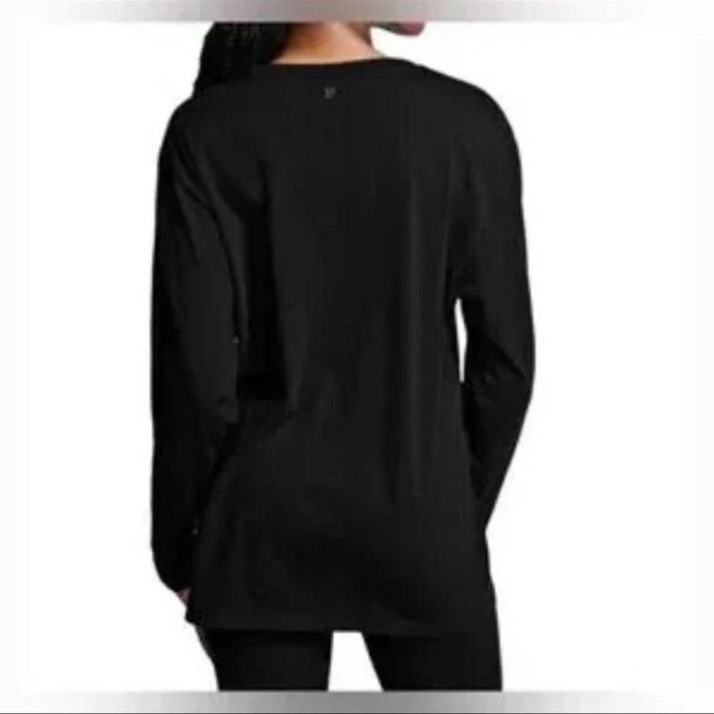 🐸 PINK Victoria's Secret ghost Halloween “Sunday Scares” Black Long Sleeve Tee - Picture 2 of 4